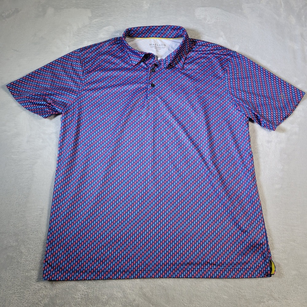 MAELREG Shirt Men XL Blue Patriotic Performance Polo Popsicle Print Short Sleeve